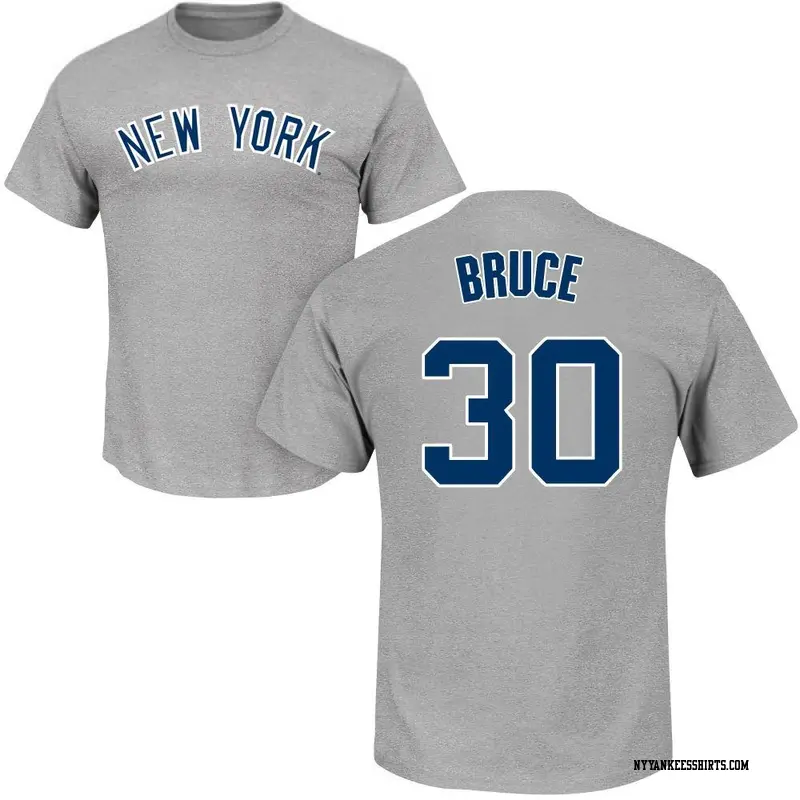 Men's New York Yankees ＃30 Jay Bruce Gray Roster Name & Number T-Shirt