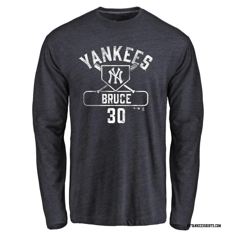 Men's New York Yankees ＃30 Jay Bruce Navy Branded Base Runner Long Sleeve T-Shirt