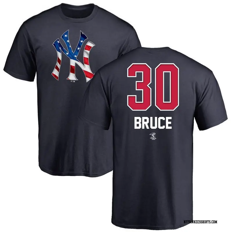 Men's New York Yankees ＃30 Jay Bruce Navy Branded Name and Number Banner Wave T-Shirt