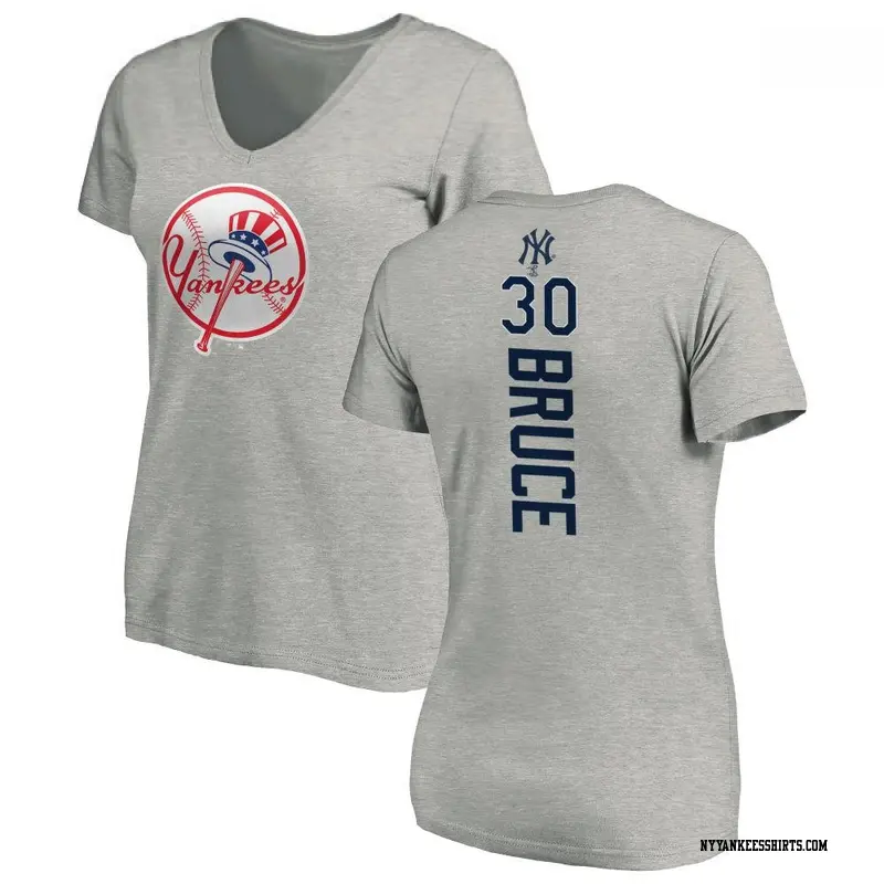 Women's New York Yankees ＃30 Jay Bruce Ash Backer Slim Fit T-Shirt