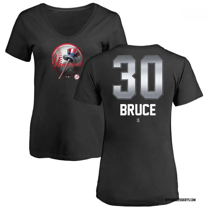 Women's New York Yankees ＃30 Jay Bruce Black Branded Midnight Mascot V-Neck T-Shirt