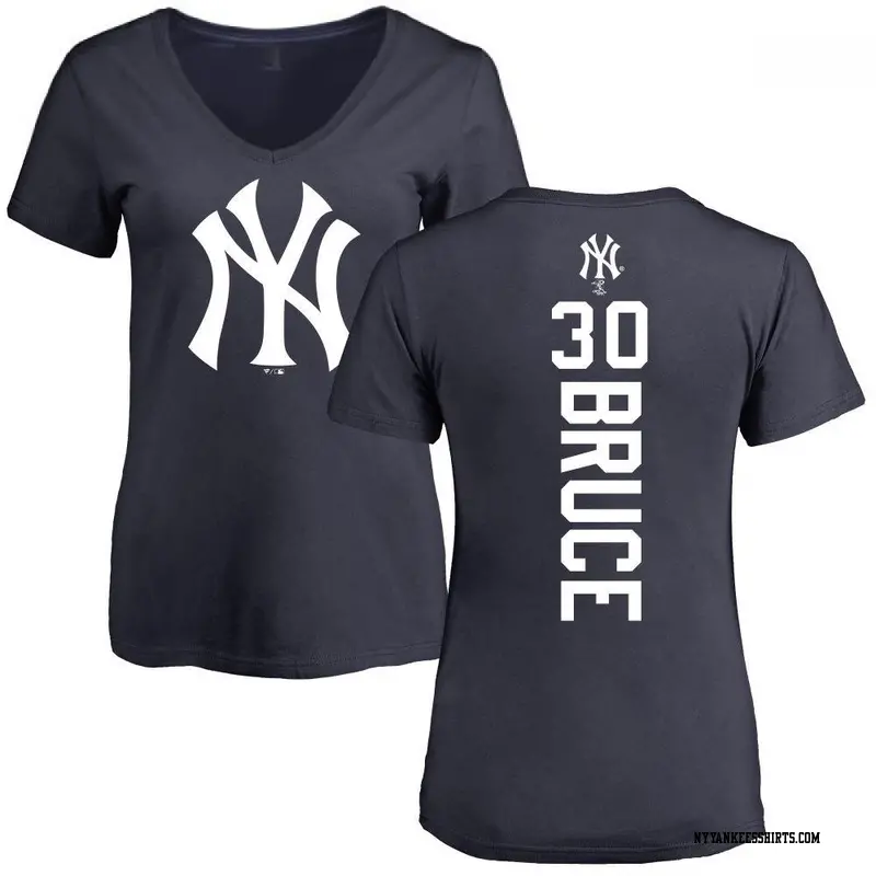Women's New York Yankees ＃30 Jay Bruce Navy Backer Slim Fit T-Shirt