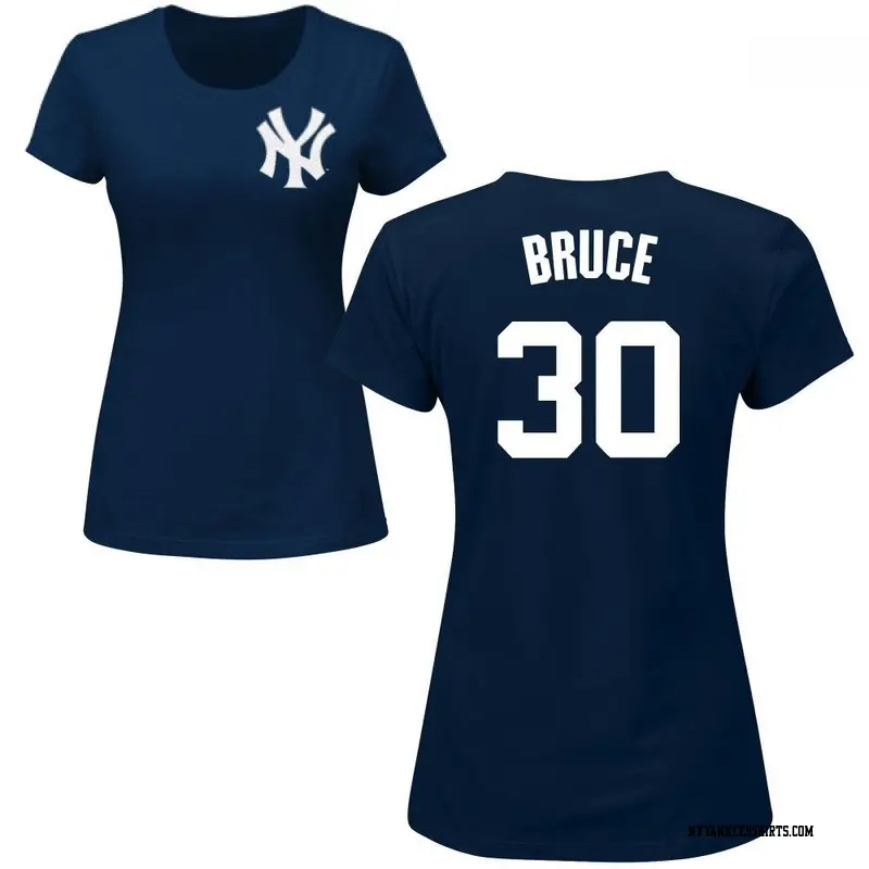 Women's New York Yankees ＃30 Jay Bruce Navy Roster Name & Number T-Shirt