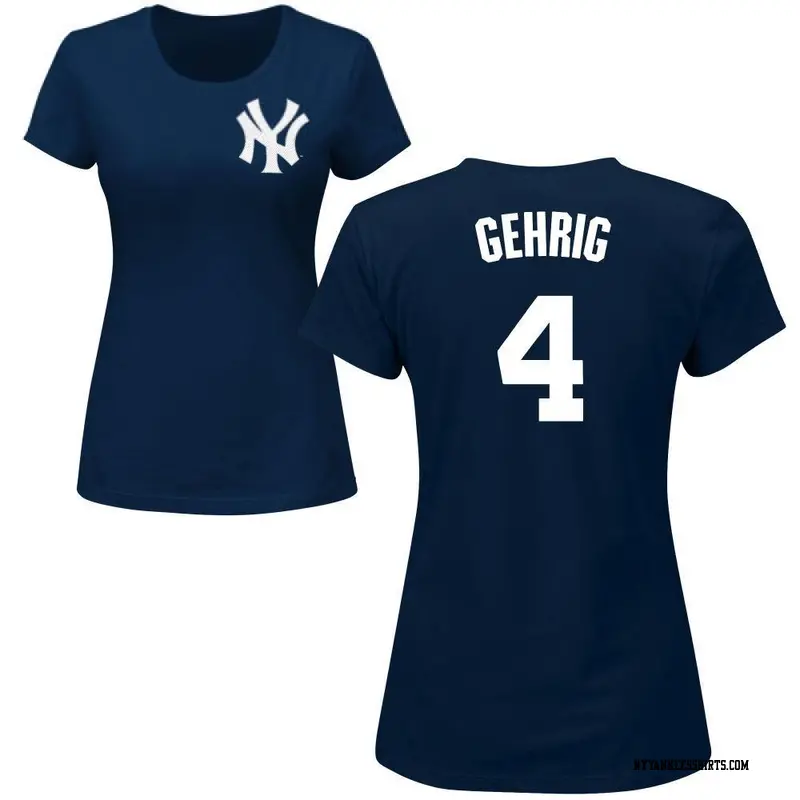 Women's New York Yankees ＃4 Lou Gehrig Navy Roster Name